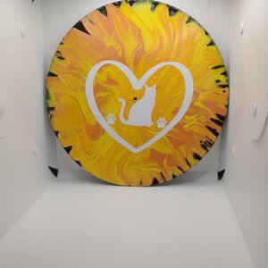 Hand Crafted Colorful Cat Fluid Art Painting On 12" Vinyl Record